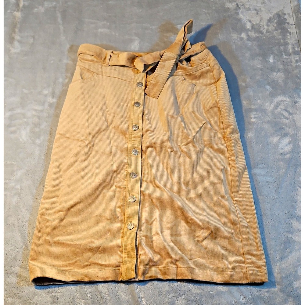 Love Tree Beige Corduroy High Rise Button Front Pencil Skirt Pockets M